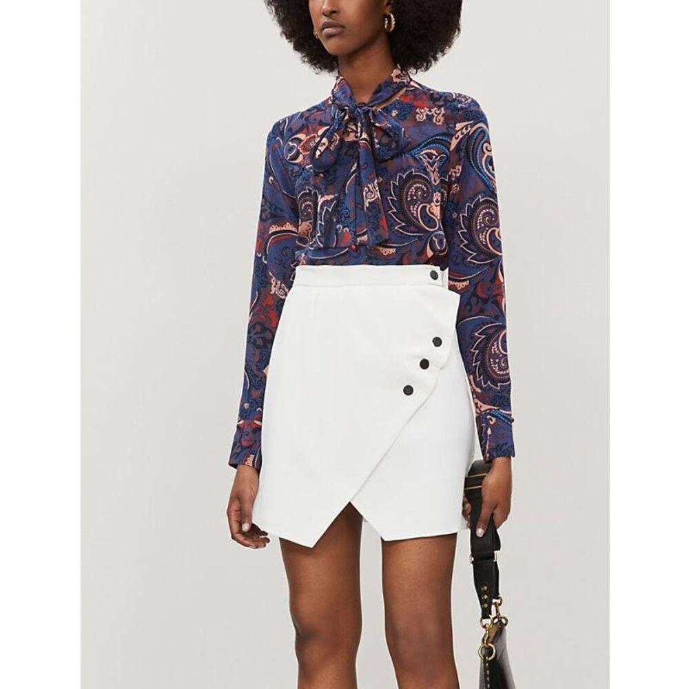 Sandro Paris Ecru Zoelle Asymmetric Button A-Line Mini Skirt S